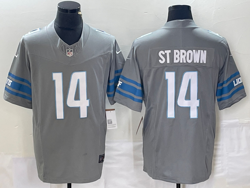 Men's Detroit Lions Amon-Ra St. Brown #14 Gray Jersey